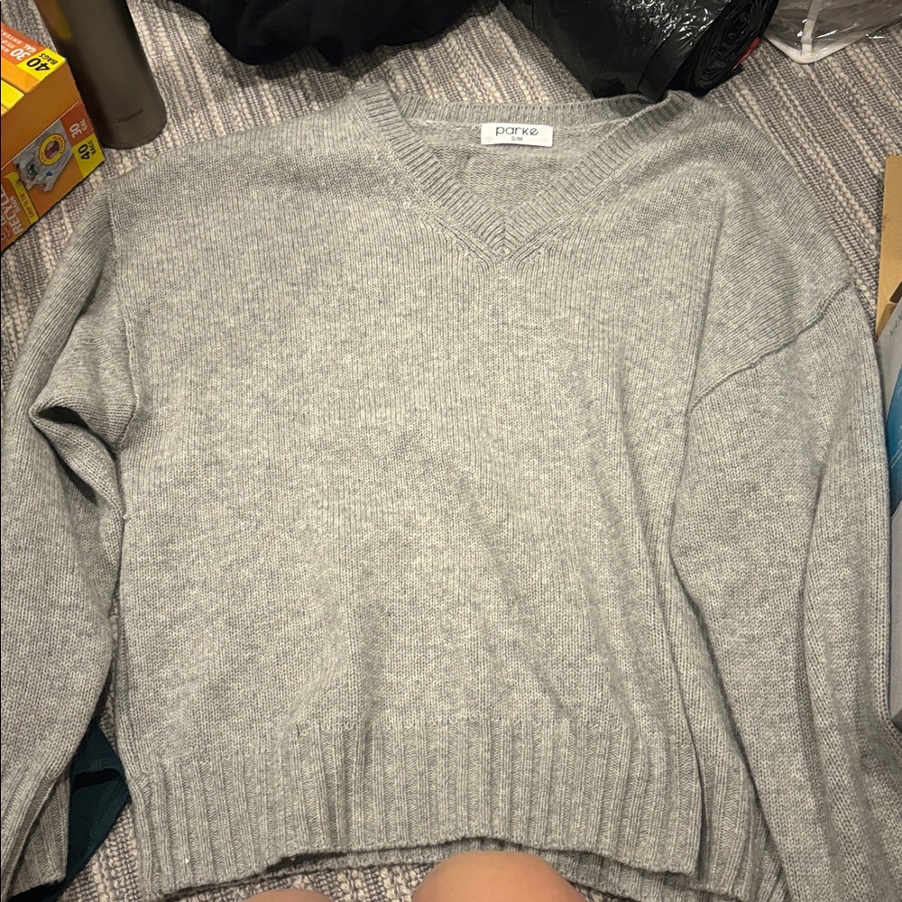 PARKE Grey V-Neck Sweater for Women